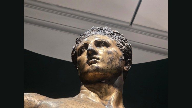 Particolare della statua colossale di Ercole, II-I sec. a..C. o et&agrave; imperiale, bronzo dorato,  Musei Capitolini, Roma 