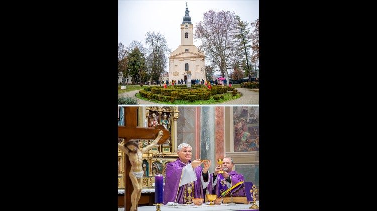 Biskup Košić i župnik Koretić na misi u obnovljenoj crkvi u Ivanić Gradu  (Foto: Stjepan Vego)