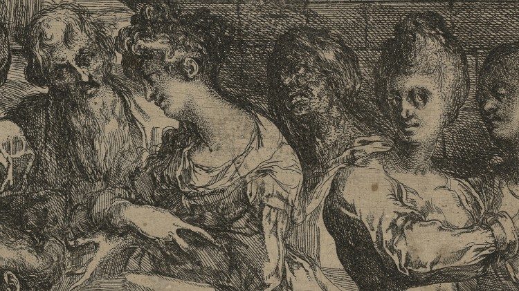 Jacques Bellange, Adhurimi i Magjistar&euml;ve, gdhendje, 1611-1616, detaj, &copy; Biblioteka e Vatikanit