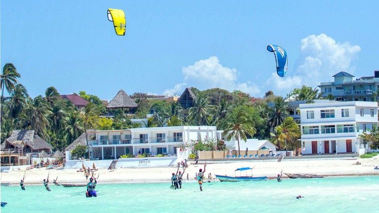 Competition of Kitesurfing in Zanzibar