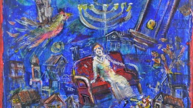 Un particolare del dipinto di Vasily Kafanov "Chanukah Menorah" (2011)