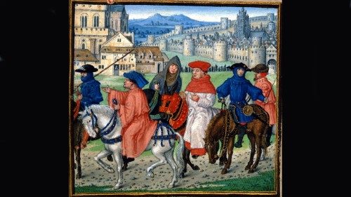 Illustrazione del XV secolo raffigurante i pellegrini de I racconti di Canterbury di Geoffrey Chaucer.