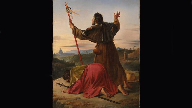 Claude Bonnefond, pellegrini arrivano a Roma durante il giubileo, 1826, olio su tela, (46.3 x 36.5 cm), The Metropolitan Museum of New York