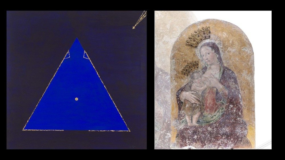 Giovanna Dejua, Natività (1991) e Antoniazzo Romano, Madonna del latte con Bambino (1480-1485)