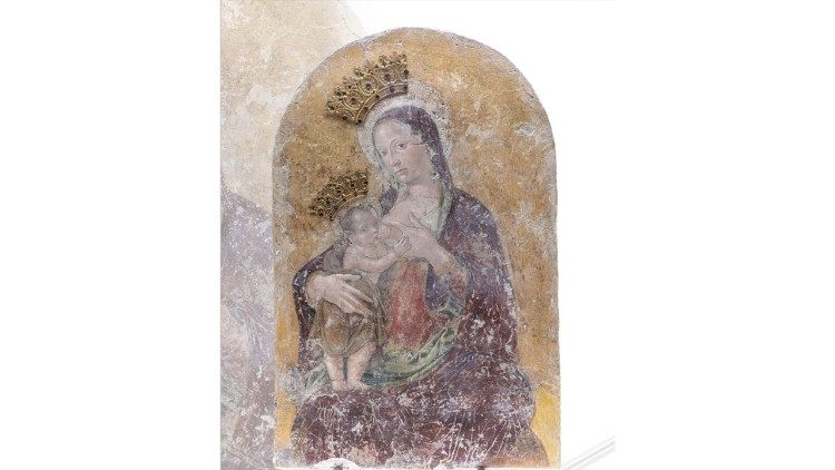 Antoniazzo Romano, Madonna del latte con Bambino, 1480-1484, strappo di affresco. 100x70, chiesa di Santa Maria Annunziata in Borgo
