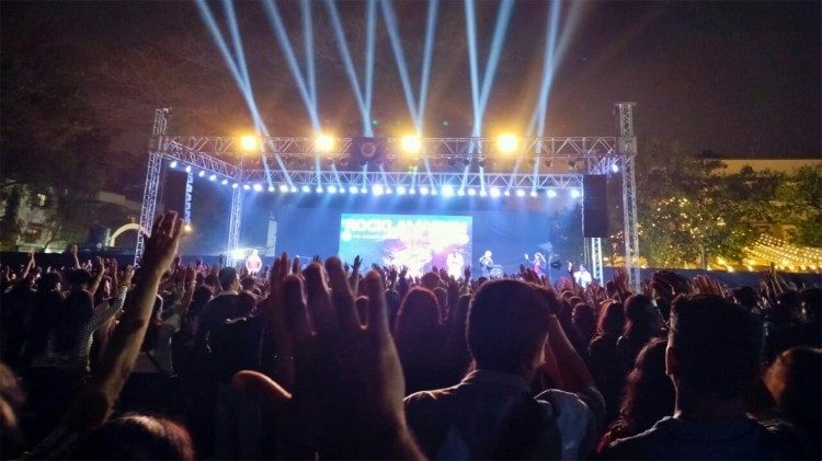 Young people attend the first of the 'High Five' Jubilee events in Bombay