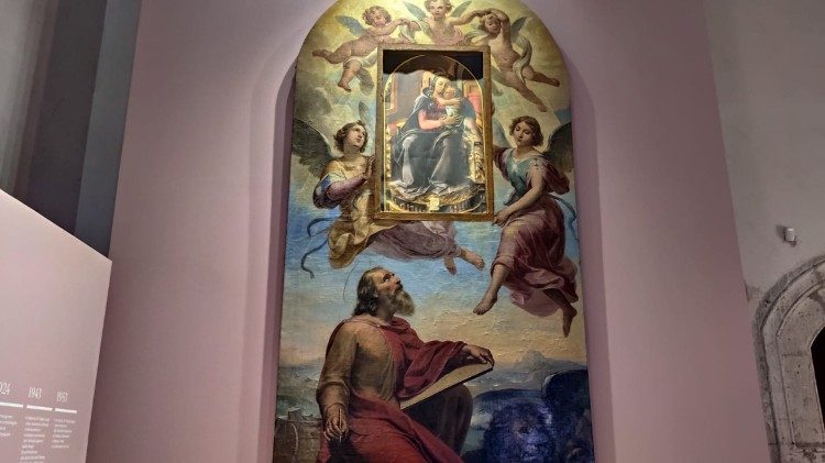 La pala di Pietro Gagliardi in cui era inserita l'opera di Lippi, nella chiesa di San Marco 