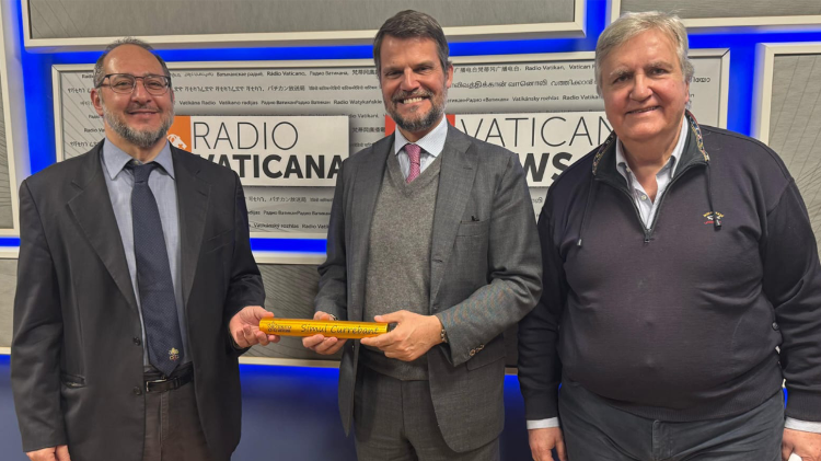 Marco Mezzaroma alla Radio Vaticana con Giampaolo Mattei  e Giancarlo La Vella