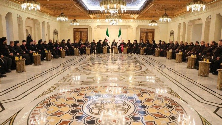 Syrian Christian religious leaders meeting with  the leader of  Hay’at Tahrir al-Sham (HTS)   Ahmed al-Sharaa in Damascus on 31 December, 2024