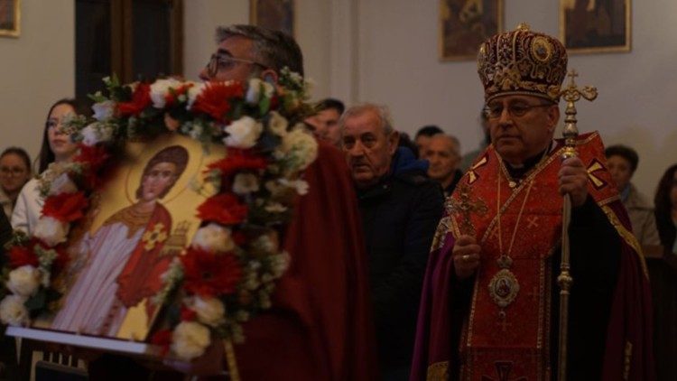 2025.01.15 Bishop Stojanov exposed the relics of Saint Stephen the First Martyr for veneration in the church "Nativity of Saint Ivan the Baptist" in Strumica