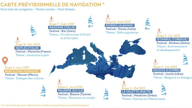 Carte de navigation prévisionnelle. MED25 Bel Espoir. 