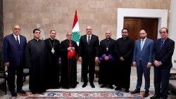 Ռաֆաէլ-Պետրոս ԻԱ. Կաթողիկոս-Պատրիարքին շնորհաւորական այցելութիւնը Լիբանանի նորընտիր նախագահին՝ Զօրաւար Ժոզէֆ Աունին