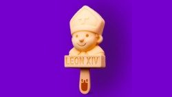 Kreativ: Dieses Eis am Stil mit Papst-Konterfei (Geschmack: weiße Schokolade) wird ein Sozialprojekte an einer Schule finanzieren. 