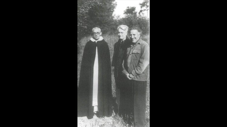 Marie-Alain Couturier, Jacques Maritain, Marc Chagall negli Stati Uniti, negli anni '40 (Coll. et photogr. Bnu de Strasbourg)