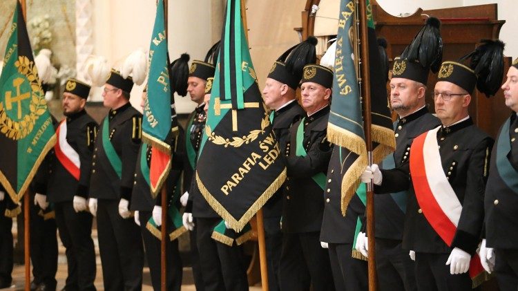 Reprezentanci górników podczas Mszy św.