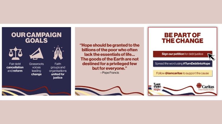 Infografía de la campaña "Turn debt into hope" de Cáritas Europa.