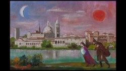 Trento Longaretti, "Famiglia del musicante presso Mantova", olio su tela, 20 x 30 cm