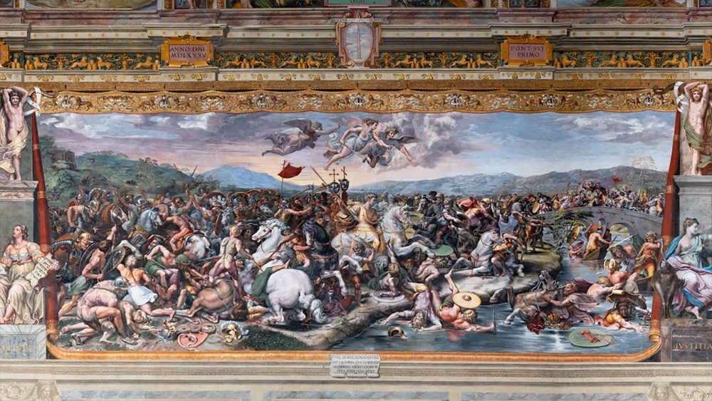 Зала Канстанціна. Фрэска “Бітва Канстанціна з Максенцыем”, майстэрня Рафаэля