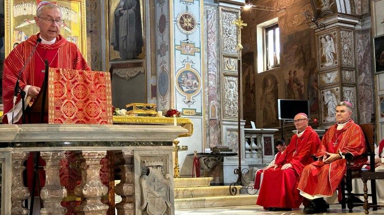 Msza św. z wprowadzeniem relikwii bł. ks. Streicha do Bazyliki św. Bartłomieja na Wyspie Tyberyjskiej 