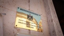 Plaque of the Palestinian Embassy to the Holy See