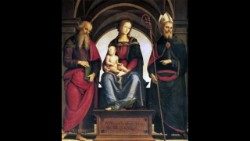 Свети Августин (от дясно) и Дева Мария с младенеца