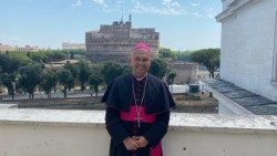 Archbishop Ryan Jimenez at Vatican News' offices in Rome