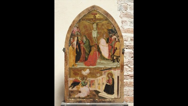 Giovanni Di Pietro da Napoli, Crocifissione e Annunciazione tempera e oro su tavola, XV secolo Museo Nazionale di San Matteo di Pisa