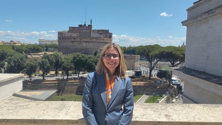 Anna Bjerde, World Bank Managing Director of Operations, at Vatican News' offices in Rome