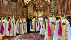 El arzobispo Gallagher durante la «Holy Qurbana» celebrada hoy, 15 de julio, en Trivandrum (India)