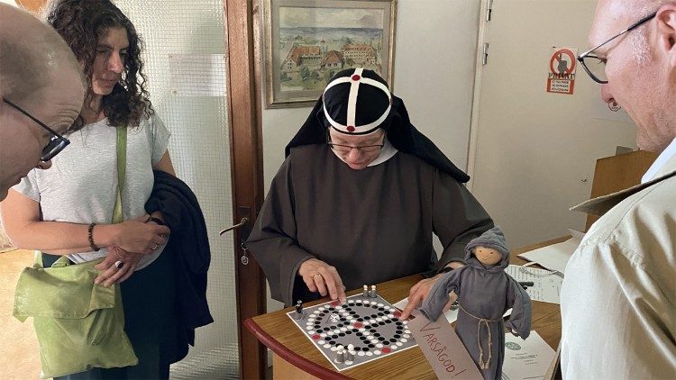 Sr. Monika meets with visitors at the Bridgettine's convent in Vadstena, Sweden