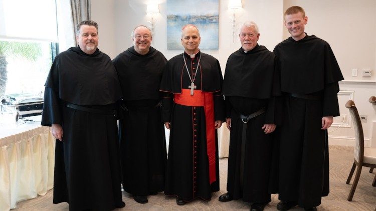 Fr Pizzo and Cardinal Prevost with some Augustinian confreres