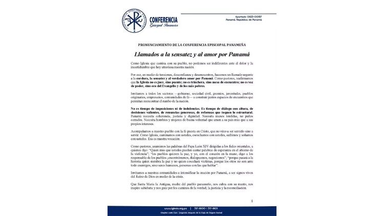 Pronunciamiento de la Conferencia Episcopal Panameña 