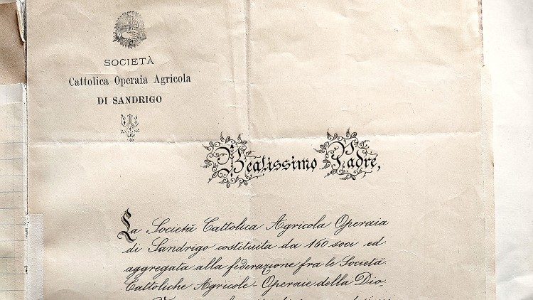 Indirizzo di adesione della Società cattolica operaia agricola di Sandrigo