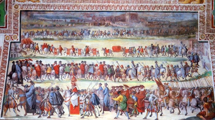 Una representanción de "la cabalgata papal"