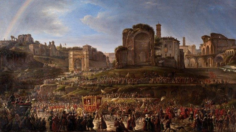 Cortège pontifical de Pie IX, 1853, au Pavillon des carosses des Musées du Vatican.