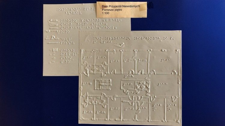 Map of the Center in Laski in the Braille alphabet