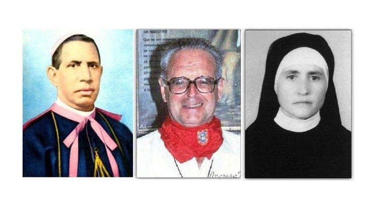 2025.05.22  Episkopo Mathew Makil, Episkopo Alessandro Labaka Ugarte, Mamelo. Agnese Arango Velásquez 
