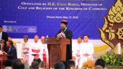 Cardinal George Koovakad delivers his address in Phnom Penh on May 27, 2025