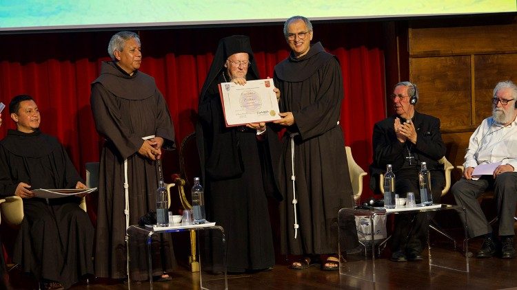 His All Holiness Ecumenical Patriarch Bartholomew I receiving the Laudato Si' Award in Rome
