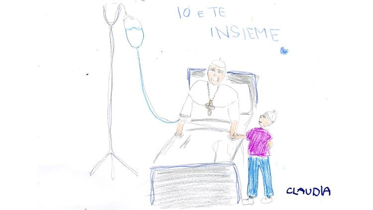 "Toi et moi", le dessin adressé à François d'une petite fille hospitalisée au Bambino Gesù.