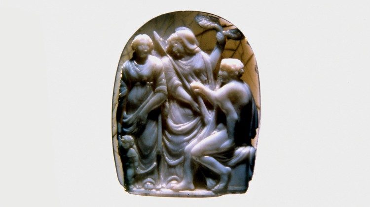 Cammeo con Ercole al bivio, Età rinascimentale, agata calcedonio 4,4 x 3,4 cm. Museo Archeologico Nazionale di Napoli Napoli