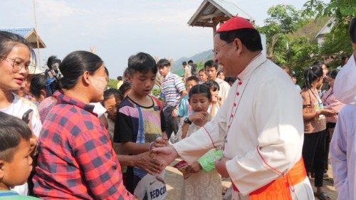 Cardinal Charles Maung Bo of Myanmar amid the faithful