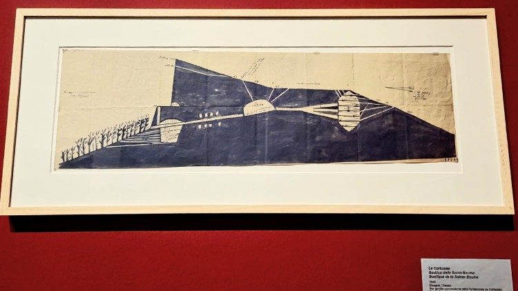 Le Corbusier Basilica della Sainte-Baume, 1948, disegno, 22 × 73 cm, inchiostro su carta, Fondation Le Corbusier