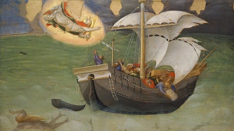 Gentile di Niccolò, detto Gentile da Fabriano Miracolo di San Nicola di Bari, elemento centrale della predella del polittico Quaratesi, 1425, tempera su tavola, 39,5 × 62,5 cm, Città del Vaticano, Musei Vaticani