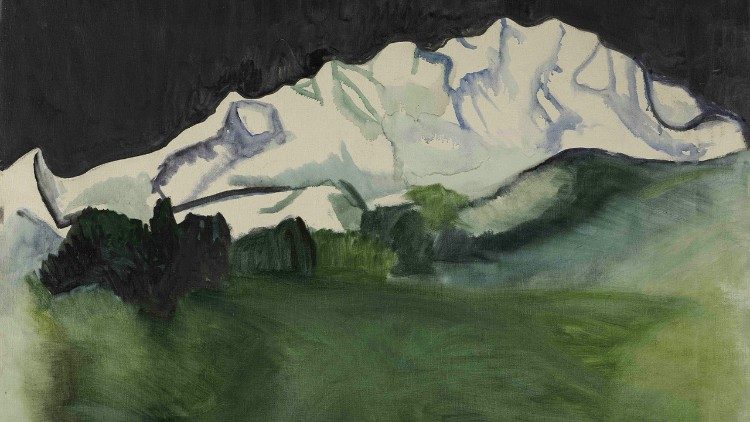 Renato Guttuso (Bagheria 1911 – Roma 1987) Monterosa in verde, 1968 ca. Olio su tela, cm 75,4 x 95 Dono Gloria e Giovanni Piccioni, 12/01/2024 Musei Vaticani, Collezione d’Arte Moderna e Contemporanea