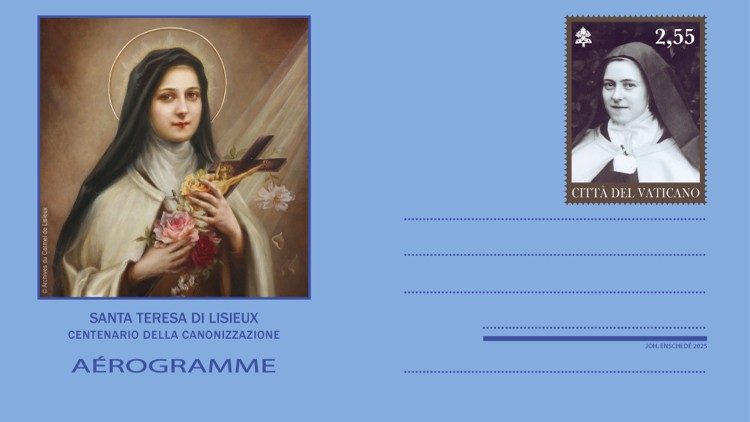 El aerograma dedicado a Santa Teresa del Niño Jesús.