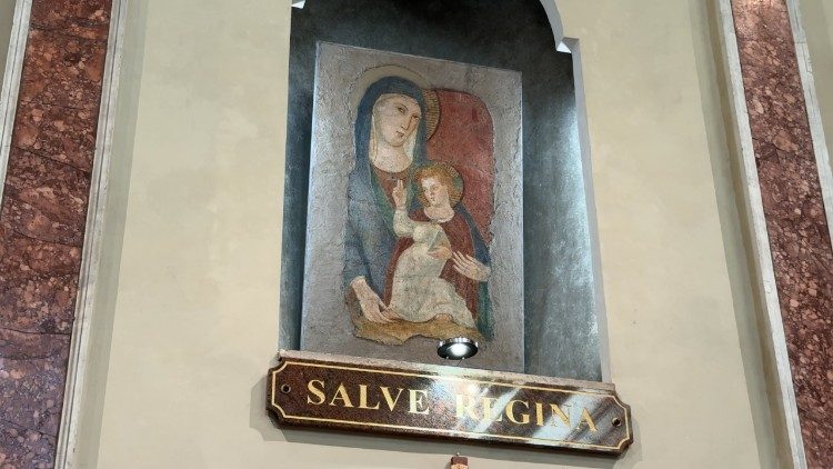 Il lacerto di affresco di scuola giottesca con l'immagine di Santa Maria delle Piante - Foto: Vatican News - Paolo Ondarza