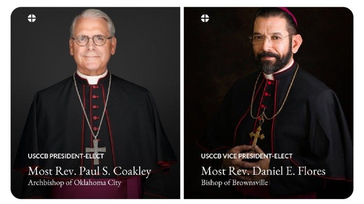 Archbishop Paul S. Coakley, left, Bishop Daniel E. Flores of Brownsville, Texas, right.