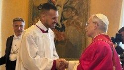 Alessio D’Aniello com o Papa Leão XIV