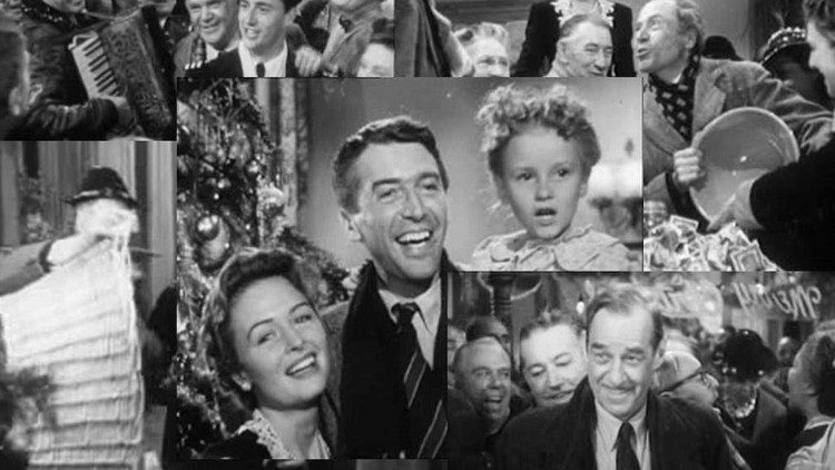 Alcune immagini della scena finale del film La vita è meravigliosa (It's a Wonderful Life) del 1946